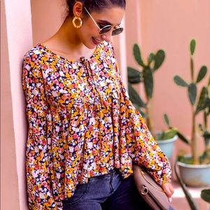 Floral hi-low blouse
